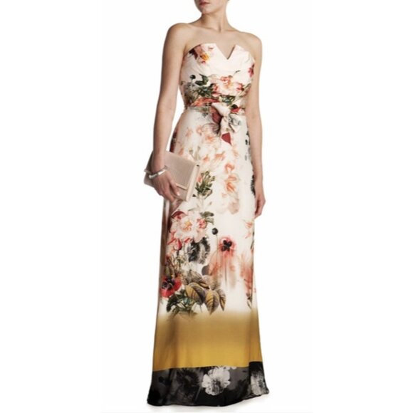 TED BAKER Aymay Opulent Bloom Floral Silk Maxi Dress Wedding - Ted Size 0 - Picture 1 of 16